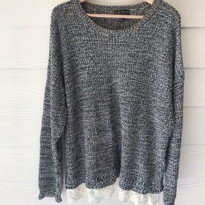 Lace Bottom Oversized Sweater